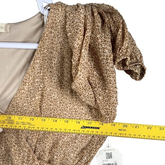 Altard State NWT Womens M Animal Print Ruffle Sheer Tiered Faux Wrap Dress Boho - Picture 9 of 16